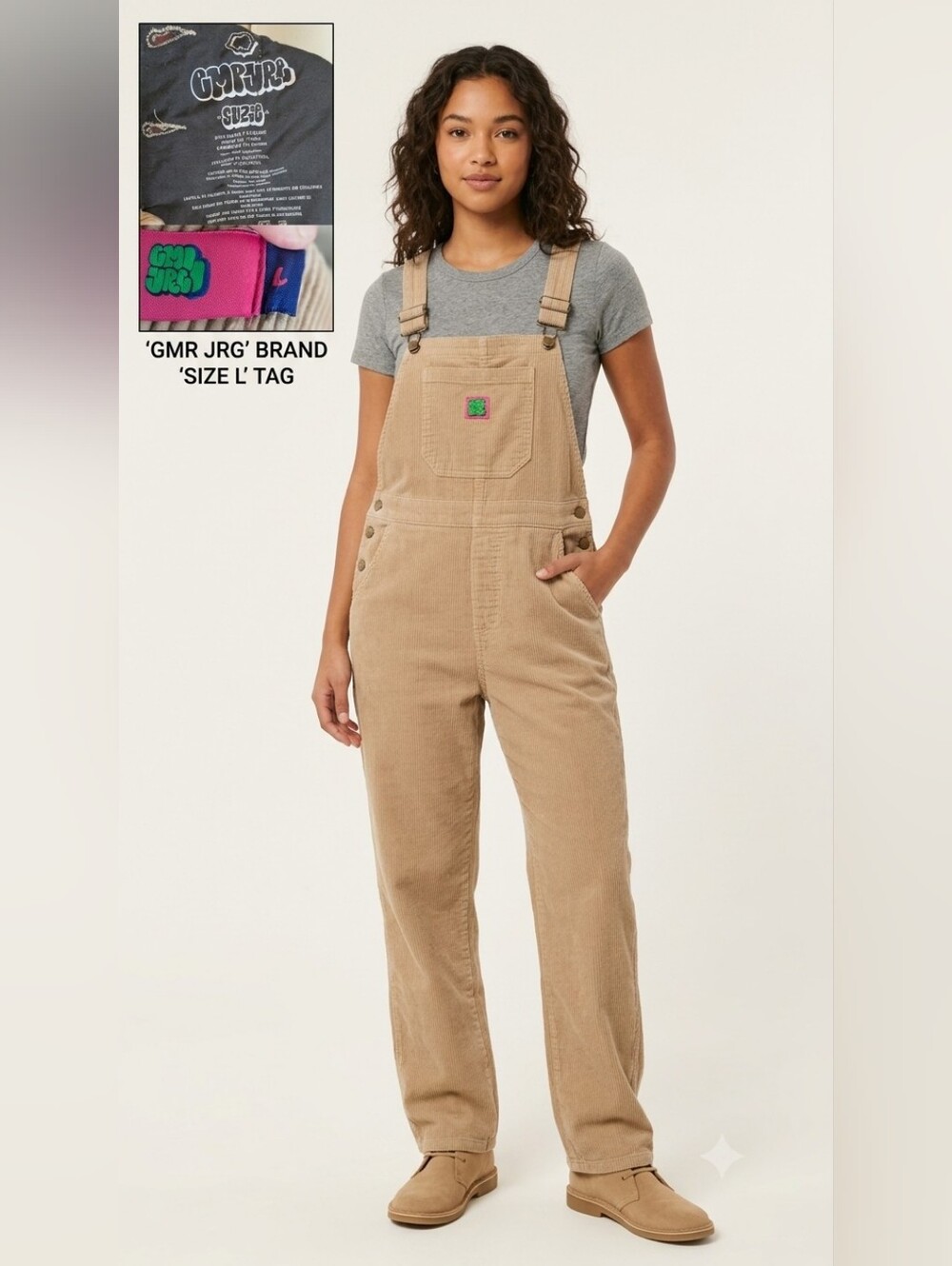 Empyre Womens Size L Classics Khaki Urban Retro Styles Overralls